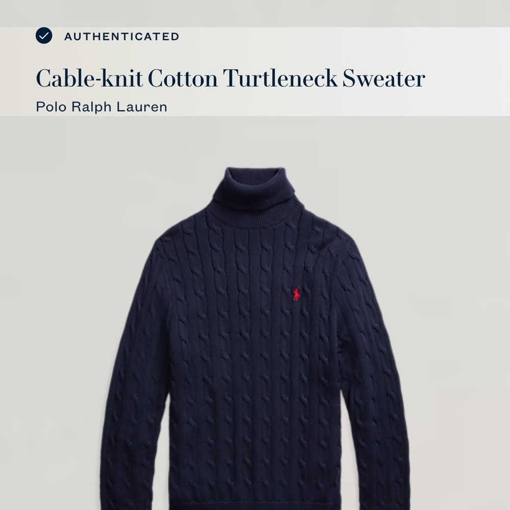 Polo Ralph Lauren Cable Knit Roll Neck Sweater XL Navy Blue [READ] - Picture 7 of 15